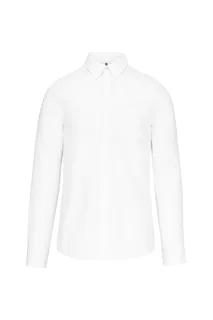 Kariban Heren Oxford overhemd lange mouwen in White, voorkant
