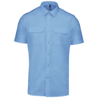 Kariban Men's short-sleeved pilot shirt in Sky Blue, voorkant