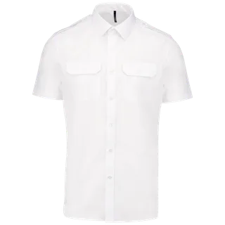 Kariban Men's short-sleeved pilot shirt in White, voorkant