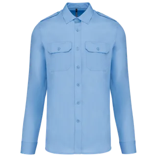 Kariban Herenpilootoverhemd lange mouwen in Sky Blue, voorkant