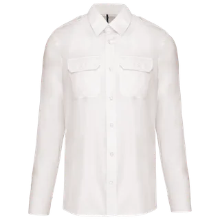 Kariban Herenpilootoverhemd lange mouwen in White, voorkant