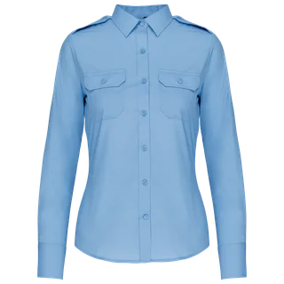 Kariban Damespilootoverhemd lange mouwen in Sky Blue, voorkant