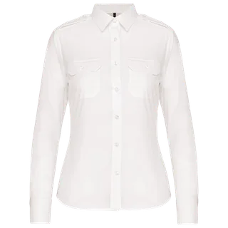 Kariban Damespilootoverhemd lange mouwen in White, voorkant