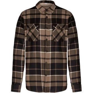 Kariban Geruit overshirt met sherpavoering in Camel / Black Checked, voorkant