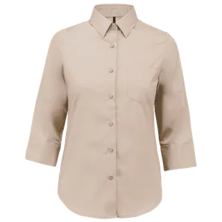 Kariban Ladies’ easy-care 3/4 sleeve polycotton poplin shirt in Angora, voorkant