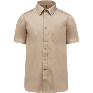 Kariban Men's easy-care short sleeve polycotton poplin shirt in Angora, voorkant