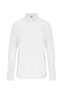 Kariban Men's long-sleeved cotton poplin shirt in White, voorkant