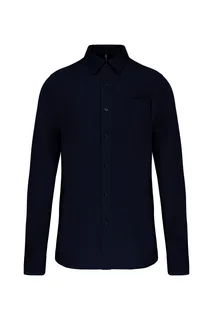 Kariban Men's long-sleeved cotton poplin shirt in Navy, voorkant