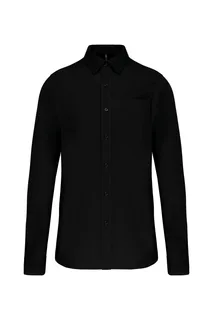 Kariban Men's long-sleeved cotton poplin shirt in Black, voorkant
