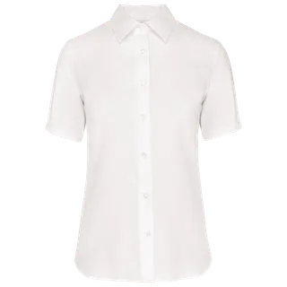 Kariban Dames non-iron blouse korte mouwen in White, voorkant