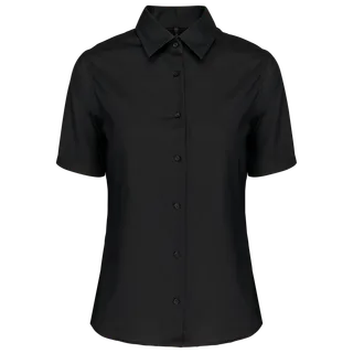 Kariban Dames non-iron blouse korte mouwen in Black, voorkant