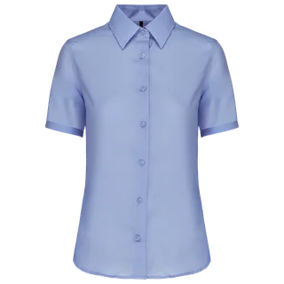 Kariban Dames non-iron blouse korte mouwen in Bright Sky, voorkant