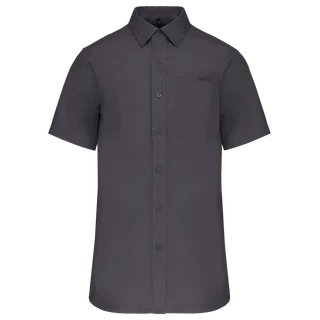 Kariban Men's short-sleeved cotton poplin shirt in Zinc, voorkant