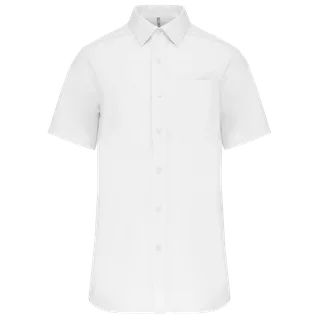 Kariban Men's short-sleeved cotton poplin shirt in White, voorkant