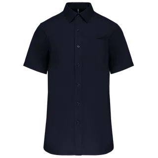 Kariban Men's short-sleeved cotton poplin shirt in Navy, voorkant