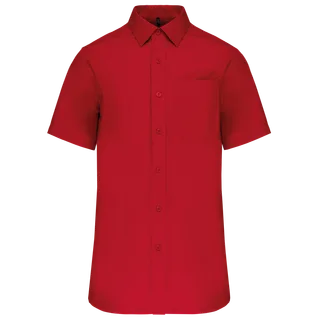 Kariban Men's short-sleeved cotton poplin shirt in Classic Red, voorkant