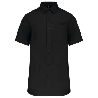 Kariban Men's short-sleeved cotton poplin shirt in Black, voorkant
