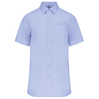Kariban Men's short-sleeved cotton poplin shirt in Bright Sky, voorkant