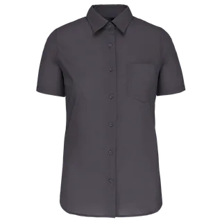 Kariban K544 | Dames poplin blouse korte mouwen in Zinc, voorkant