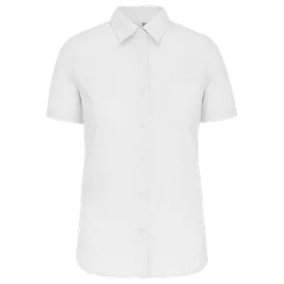 Kariban K544 | Dames poplin blouse korte mouwen in White, voorkant