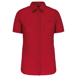 Kariban K544 | Dames poplin blouse korte mouwen in Classic Red, voorkant