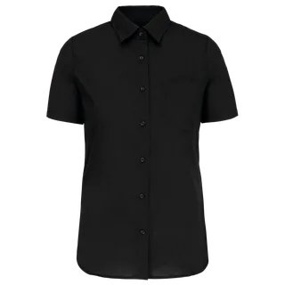 Kariban K544 | Dames poplin blouse korte mouwen in Black, voorkant