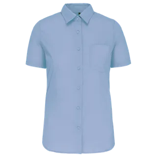 Kariban K544 | Dames poplin blouse korte mouwen in Bright Sky, voorkant