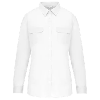 Kariban Damesoverhemd safari lange mouwen in White, voorkant
