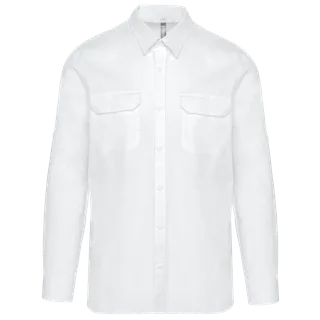Kariban Overhemd safari lange mouwen in White, voorkant