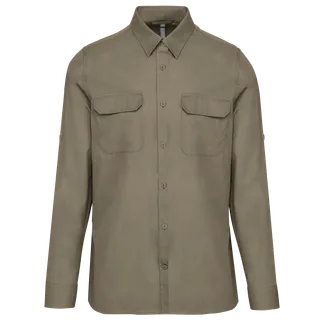 Kariban Overhemd safari lange mouwen in Light khaki, voorkant