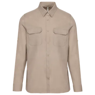 Kariban Overhemd safari lange mouwen in Beige, voorkant