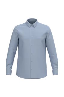 Kariban Men Long-Sleeved easy care Shirt without pocket in Oxford Blue, voorkant