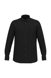 Kariban Men Long-Sleeved easy care Shirt without pocket in Black, voorkant