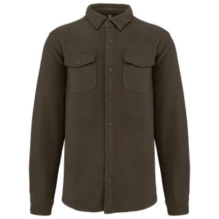 Kariban Overshirt van fleece met sherpavoering in Dark Khaki / Storm Grey, voorkant