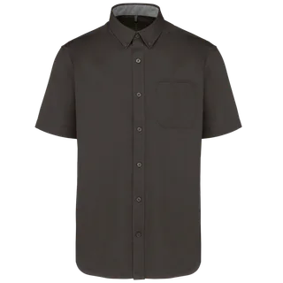Kariban Men's Ariana III short-sleeved cotton shirt in Dark Grey, voorkant