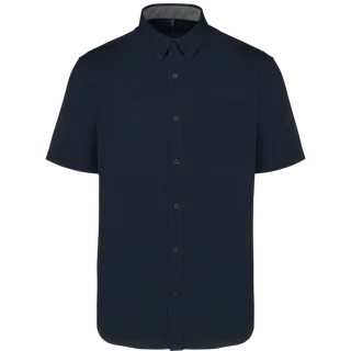 Kariban Men's Ariana III short-sleeved cotton shirt in Navy, voorkant