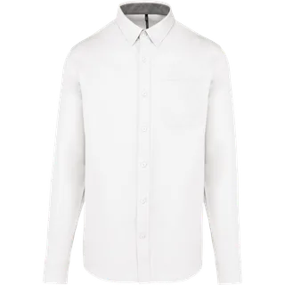 Kariban Herenoverhemd met lange mouwen van katoen Nevada in White, voorkant