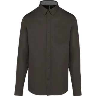 Kariban Herenoverhemd met lange mouwen van katoen Nevada in Dark Grey, voorkant