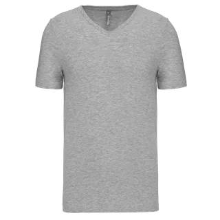 Kariban T-shirt korte mouwen V-hals in Light grey heather, voorkant