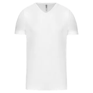 Kariban T-shirt korte mouwen V-hals in White, voorkant
