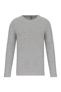 Kariban T-shirt ronde hals lange mouwen in Light grey heather, voorkant