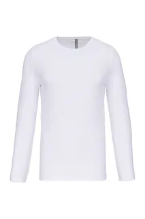 Kariban T-shirt ronde hals lange mouwen in White, voorkant