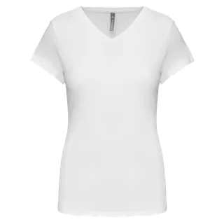 Kariban Dames-T-shirt V-hals korte mouwen in White, voorkant