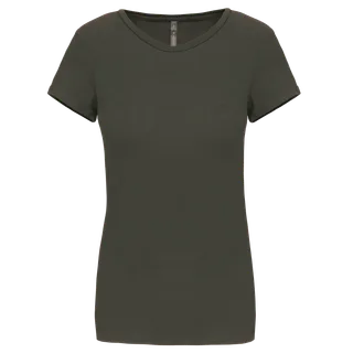 Kariban Dames-T-shirt ronde hals korte mouwen in Dark Khaki, voorkant