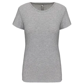 Kariban Dames-T-shirt ronde hals korte mouwen in Light grey heather, voorkant