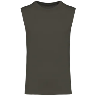 Kariban Mouwloos Heren T-shirt Bio150 IC in Dark Khaki, voorkant