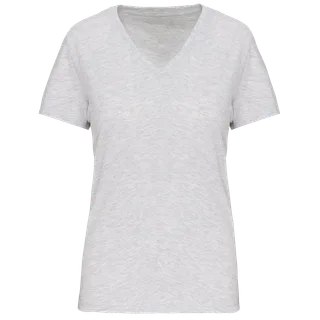 Kariban Dames-T-shirt BIO150 IC V-hals in Ash Heather, voorkant