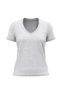 Kariban Ladies' Bio150 V-neck t-shirt in Ash Heather, voorkant