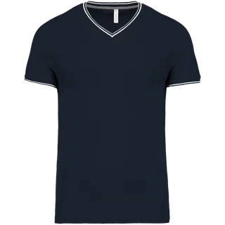 Kariban Heren-T-shirt piqué V-hals in Navy / Light Grey / White, voorkant