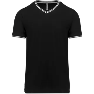 Kariban Heren-T-shirt piqué V-hals in Black / Light Grey / White, voorkant